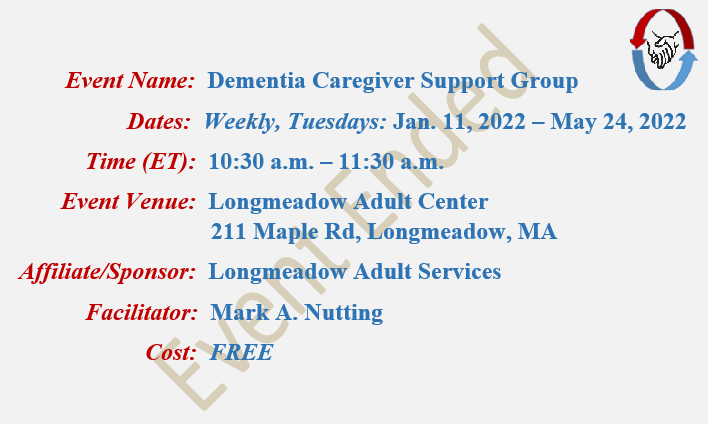 Alzheimers Caregivers Support Group Mark A Nutting Facilitator, Longmeadow Adult Center
