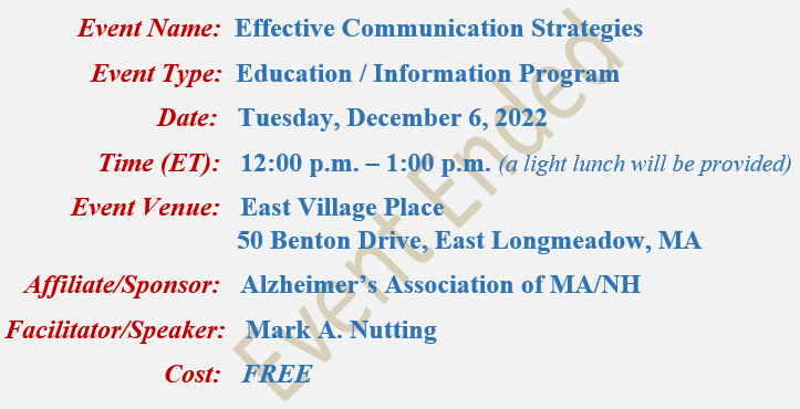 Effective Communication Strategies, Mark A Nutting Speaker, East Village Place