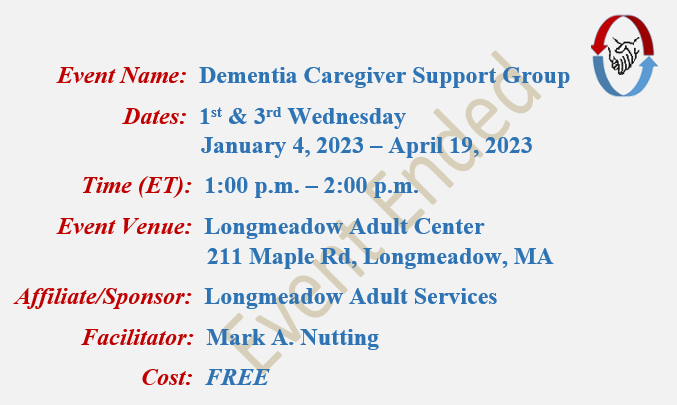 Alzheimers Caregivers Support Group Mark A Nutting Facilitator, Longmeadow Adult Center