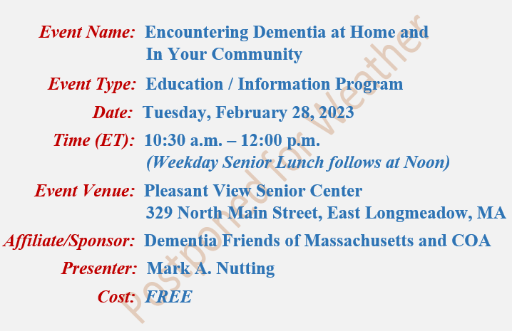 Encountering Dementia At Home and In Your Community, Dementia Friends