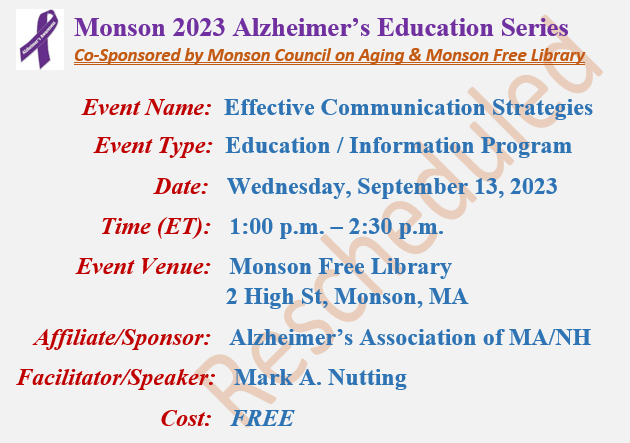 Effective Communication Strategies, Mark A Nutting Speaker, Monson Free Library