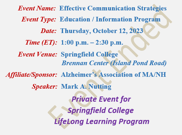 Effective Communication Strategies, Mark A Nutting Instructor, Springfield College