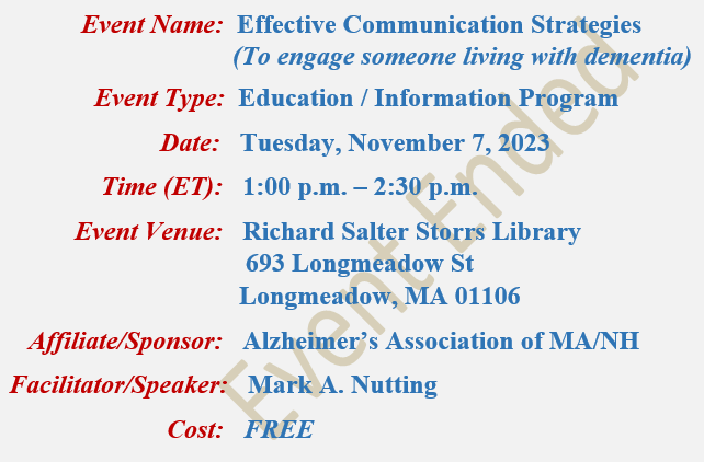 Effective Communication Strategies, Mark A Nutting Instructor, Richard Salter Storrs Library