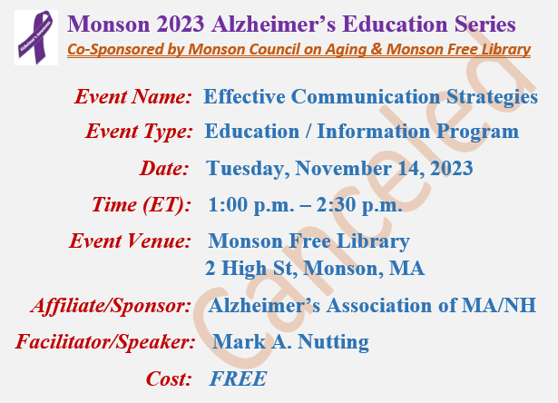 Effective Communication Strategies, Mark A Nutting Speaker, Monson Free Library
