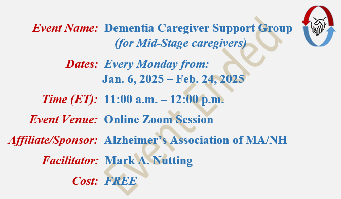 Alzheimers Caregivers Support Group Mark A Nutting Facilitator, Alzheimer's Association