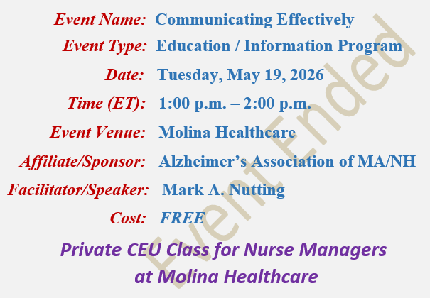 Communicating Effectively, Mark A Nutting Instructor, Molina Healthcare