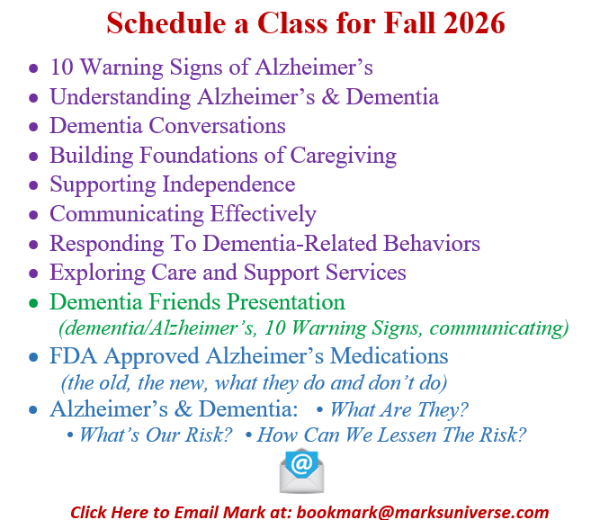 Schedule an Alzheimer's & Dementia class with Mark A Nutting, Community Educator and Speaker