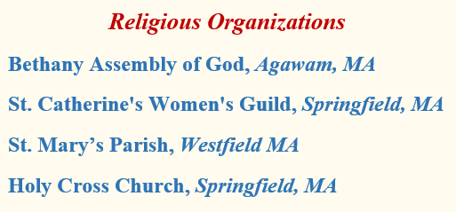 author Mark A Nutting Religious Venues, St. Mary's Parish Westfield MA, Bethany Assembly of God Agawam MA, St. Catherine's Women's Guild Springfield MA
